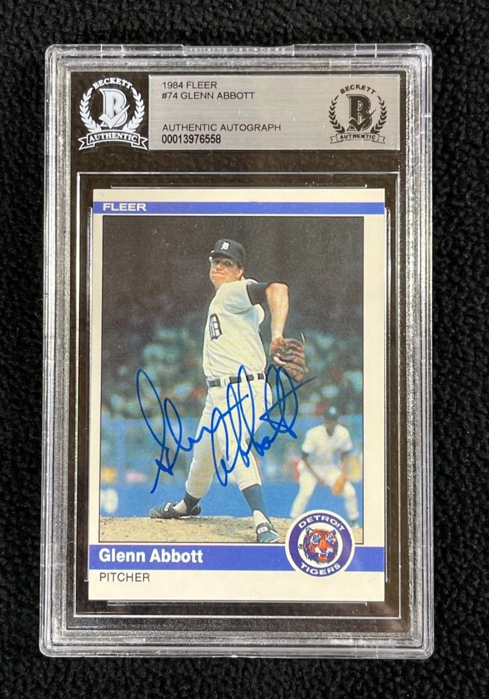 Glenn Abbott Signed Detroit Tigers 1984 Fleer Card #74 Beckett Certified
