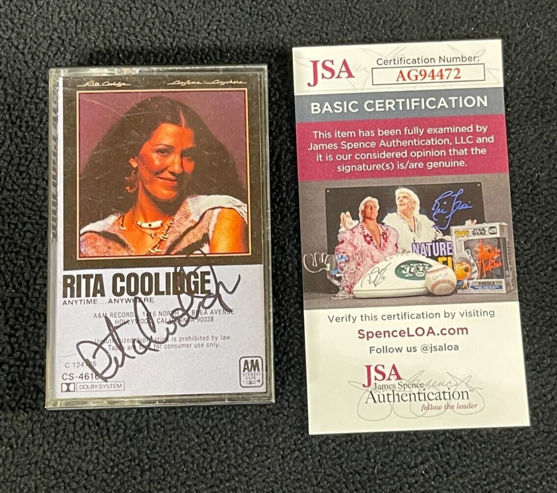 Rita Coolidge Signed Anytime Anywhere Cassette Tape Insert JSA COA
