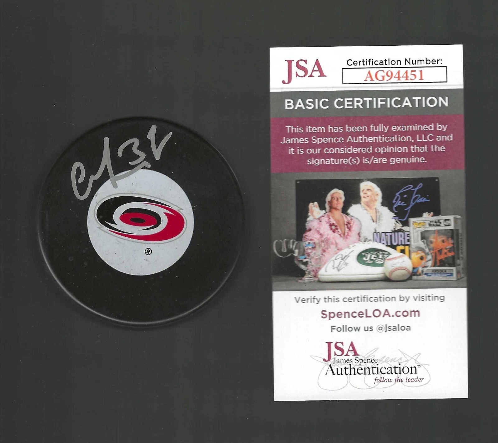 Andrei Svechnkikov Signed Carolina Hurricanes Large Logo Puck JSA COA
