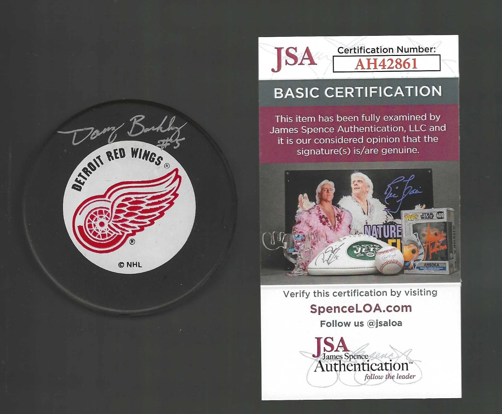 Doug Barkley Signed Detroit Red Wings Ravens Athletic Puck JSA COA
