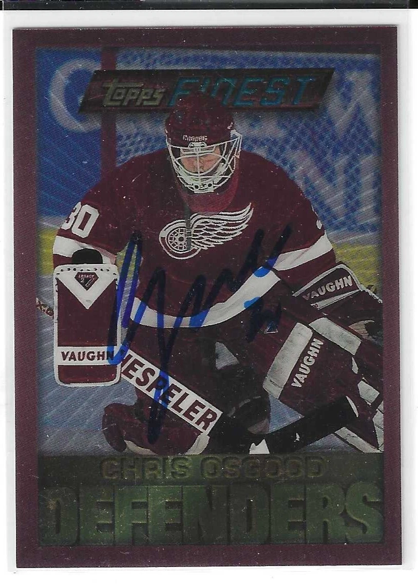 Chris Osgood Signed 1996/97 Topps Finest Card #159 Detroit Red Wings
