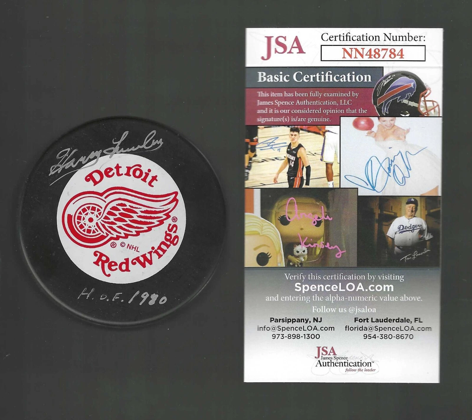 Harry Lumley Signed Detroit Red Wings Trench Puck JSA COA
