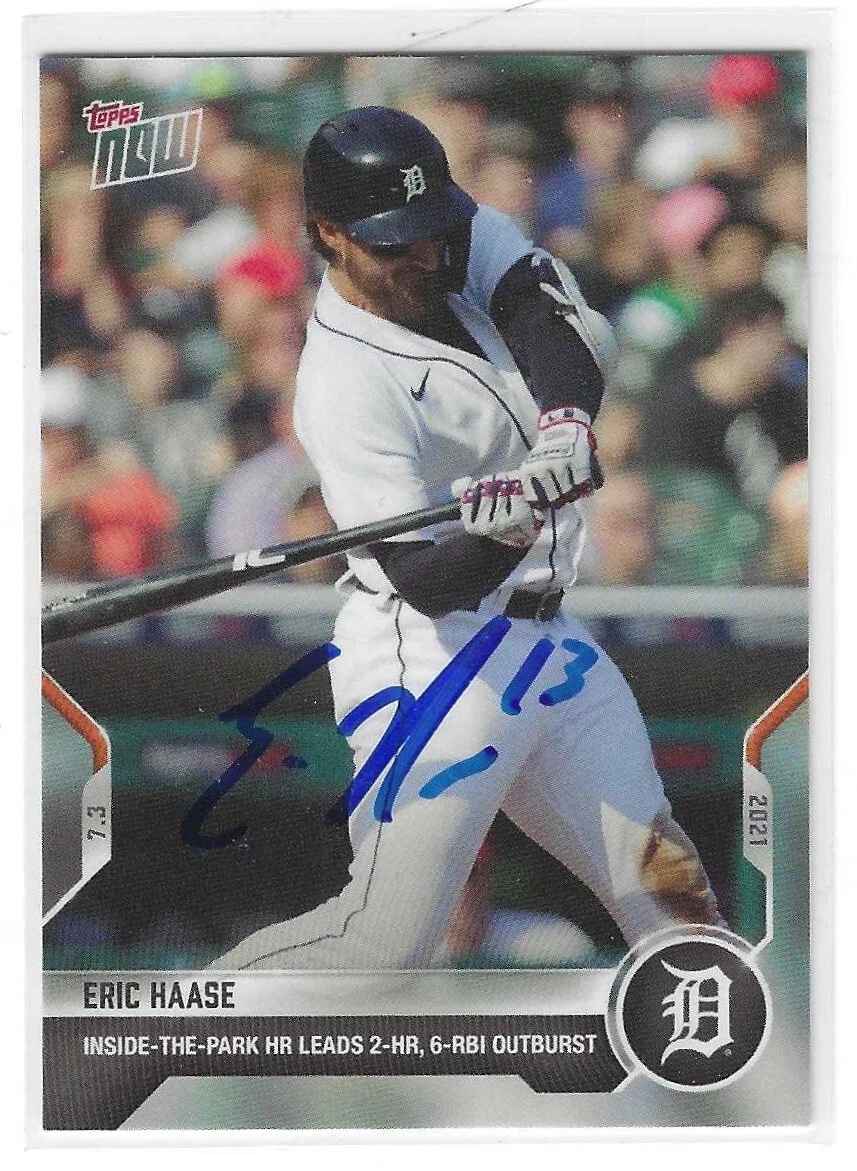 Eric Haase Signed 2021 Topps Now Card #455 Detroit Tigers
