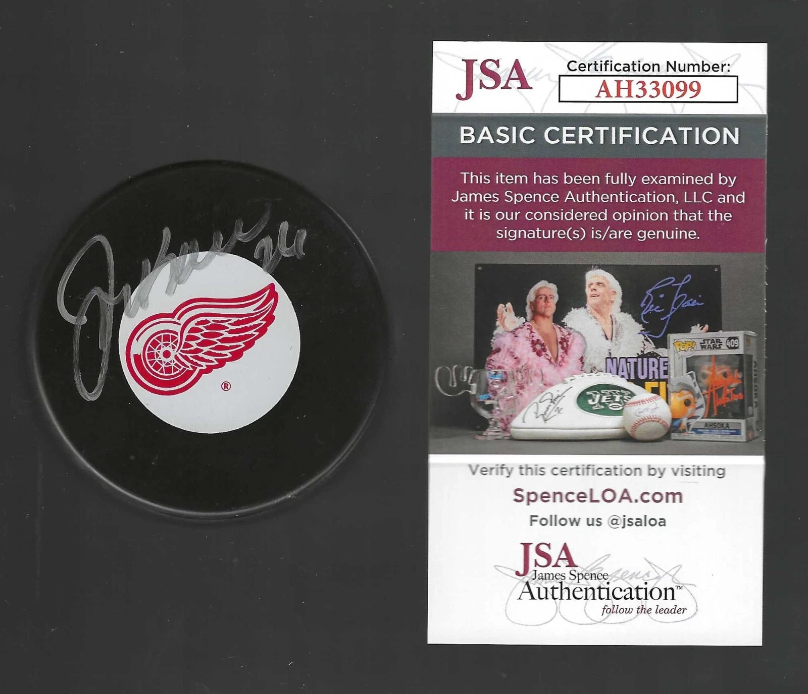 Joe Kocur Signed Detroit Red Wings Puck JSA COA
