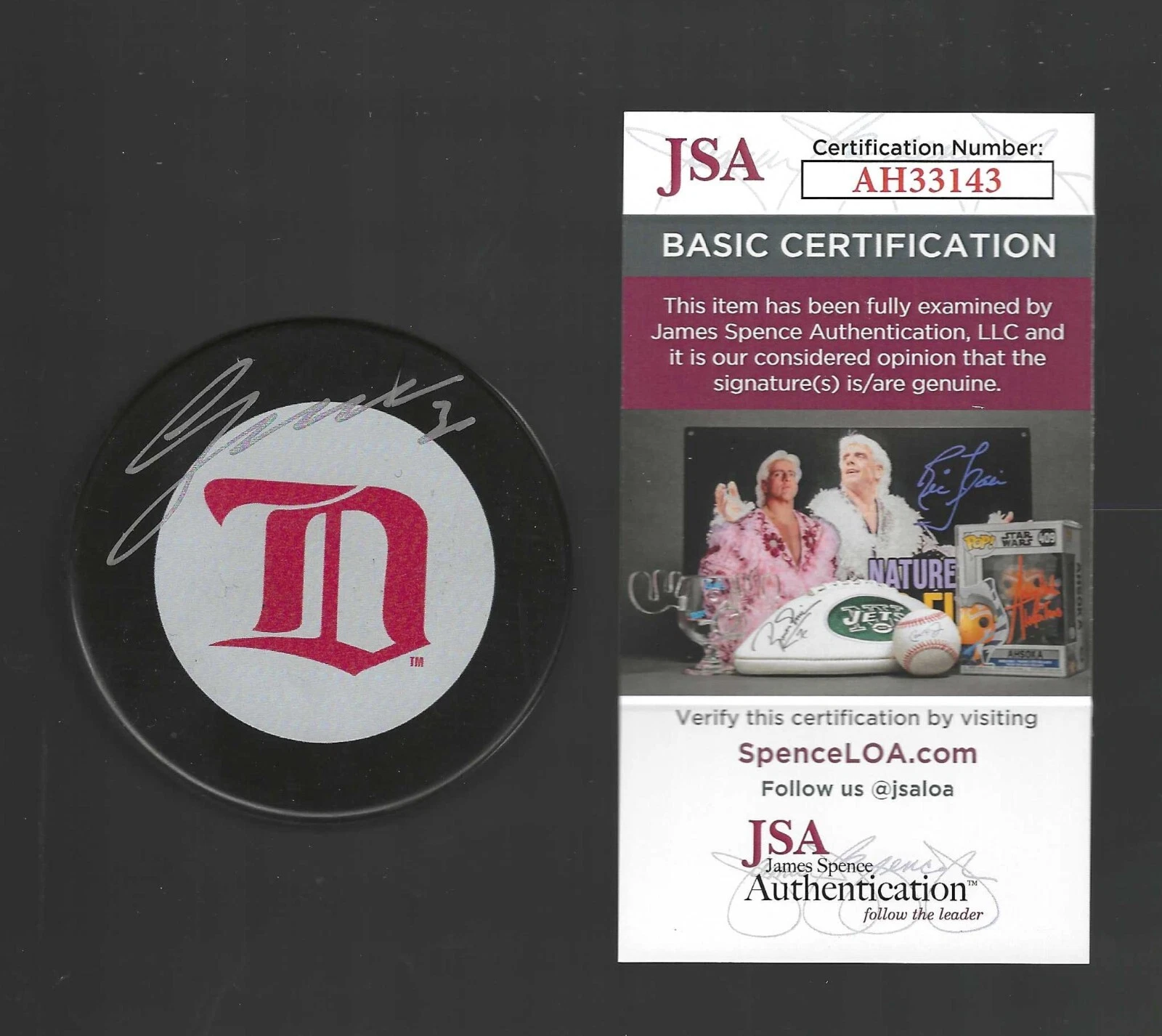 Chris Osgood Signed Detroit Red Wings Vintage D Logo Puck JSA COA
