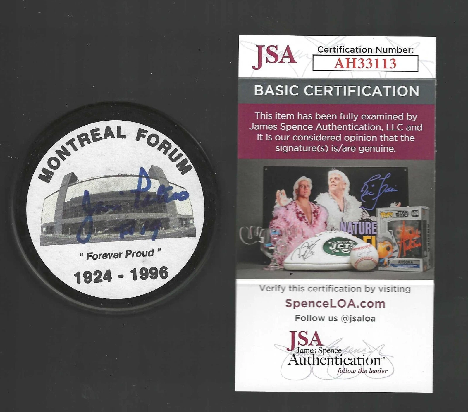 Jim Peters Signed Montreal Canadiens Forum Puck JSA COA
