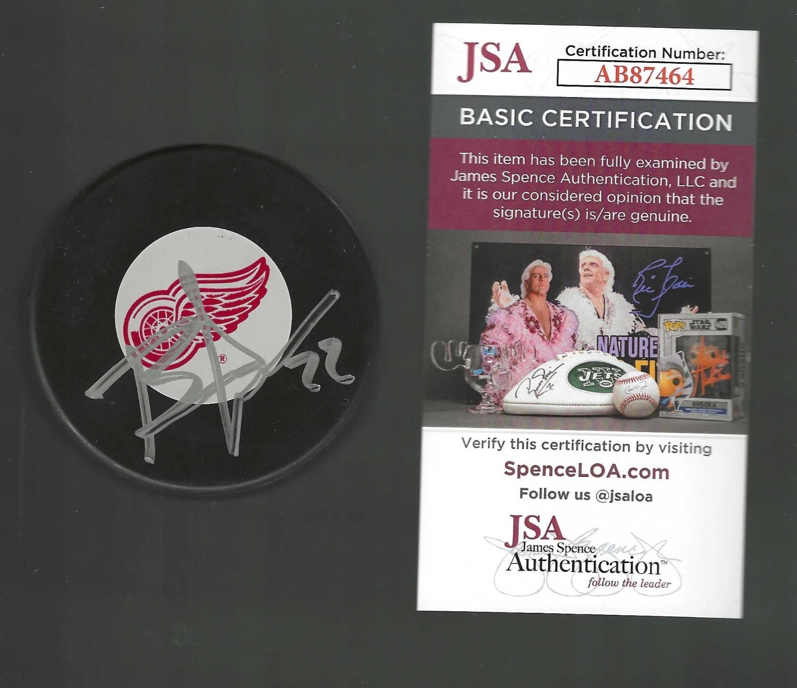 Brett Lebda Signed Detroit Red Wings Puck JSA COA
