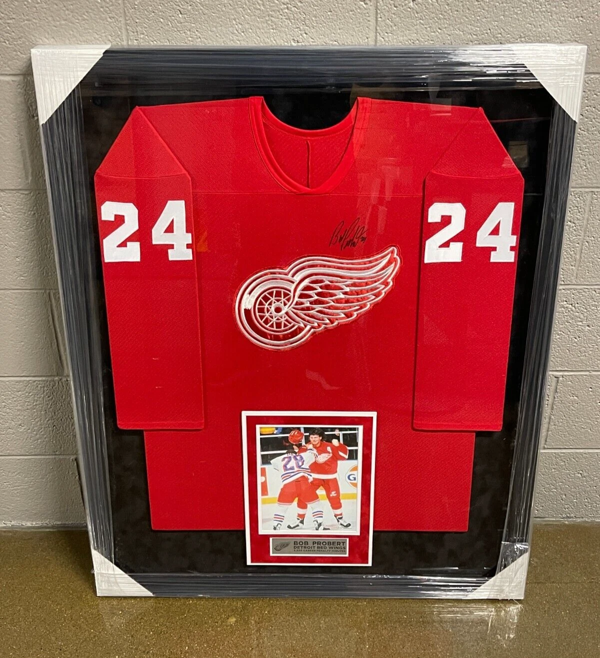 Bob Probert Signed Framed Detroit Red Wings XXL CCM Jersey JSA COA
