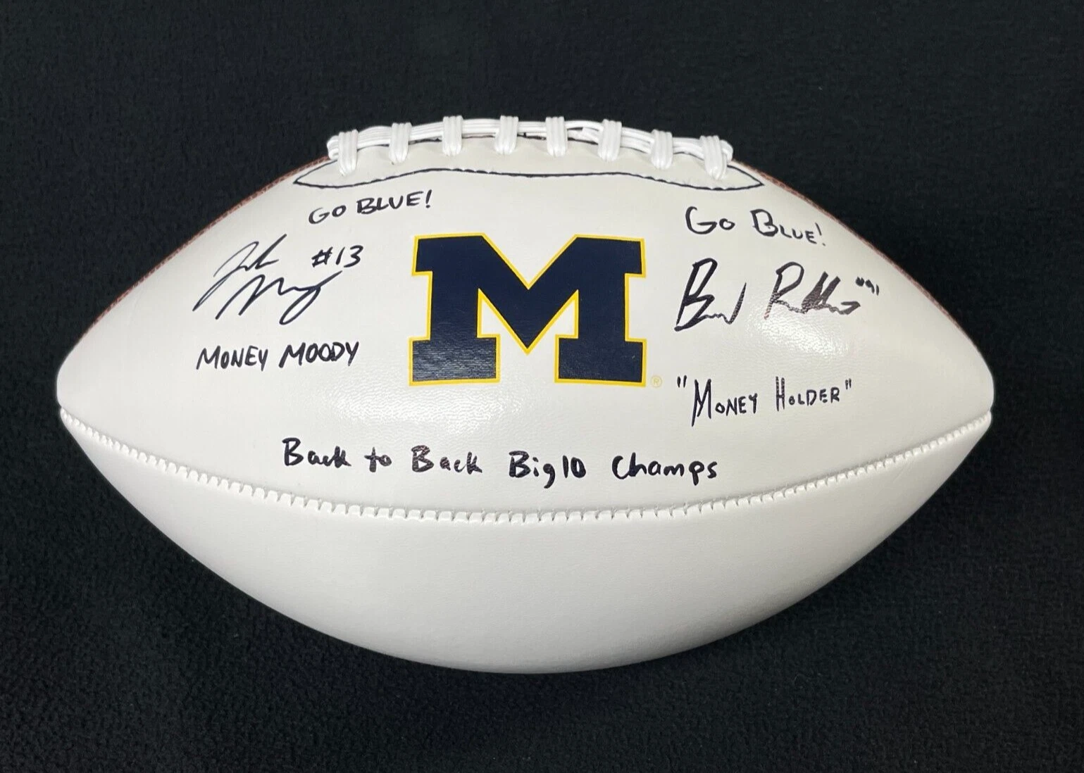 Jake Moody & Brad Robbins Signed Multi Inscribed Michigan Wolverines Football
