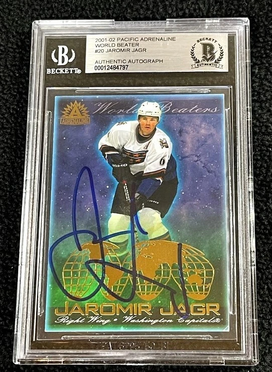 Jaromir Jagr Signed 2001/02 Pacific Adrenaline World Beaters Card BAS Certified

