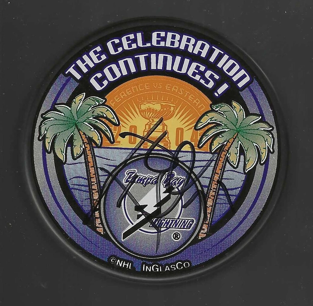 Filip Kuba Signed Tampa Bay Lightning 2004 Stanley Cup Champs Celebration Puck
