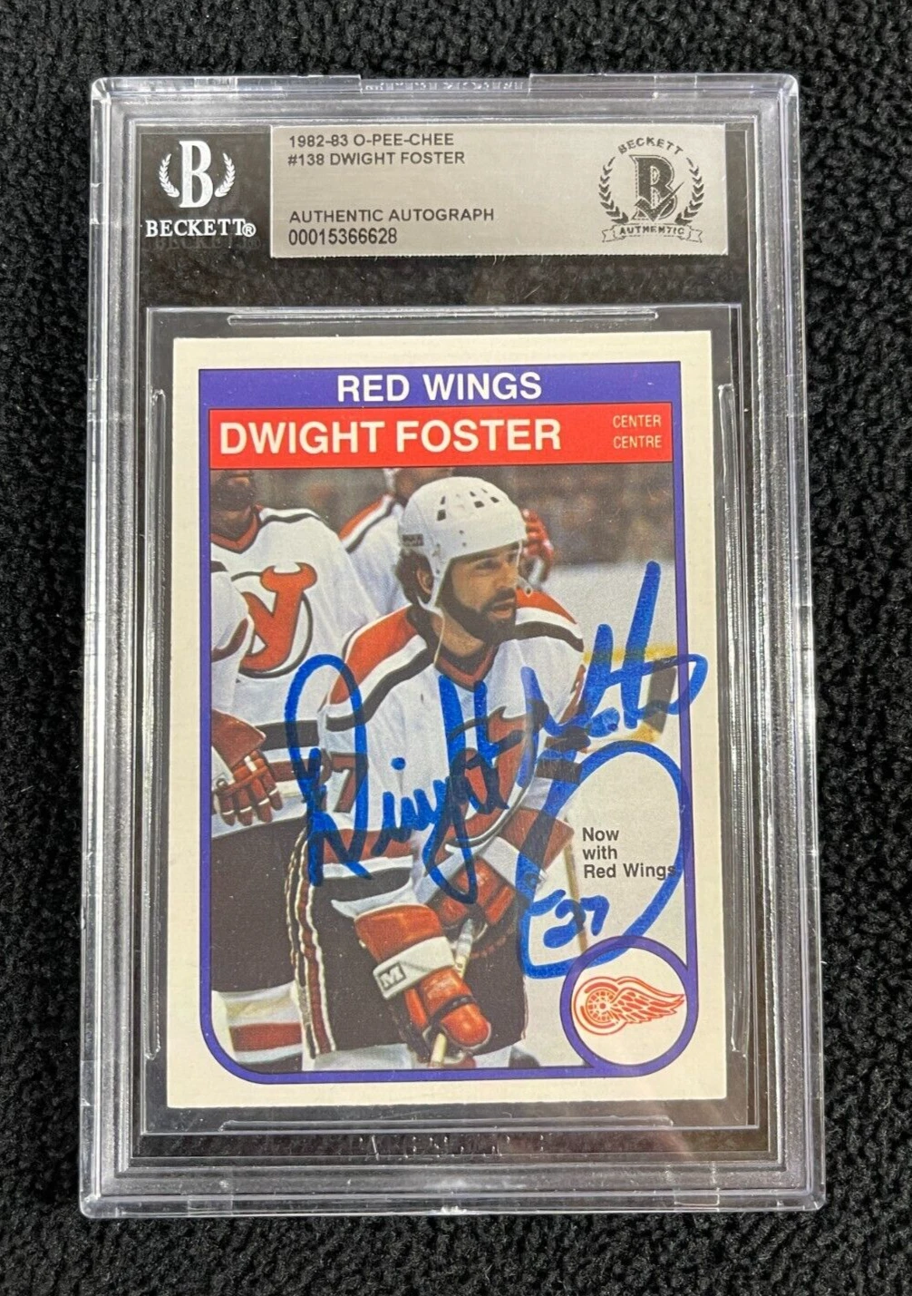 Dwight Foster Signed 1982/83 O-Pee-Chee Rookie Card #138 Red Wings BAS Certified
