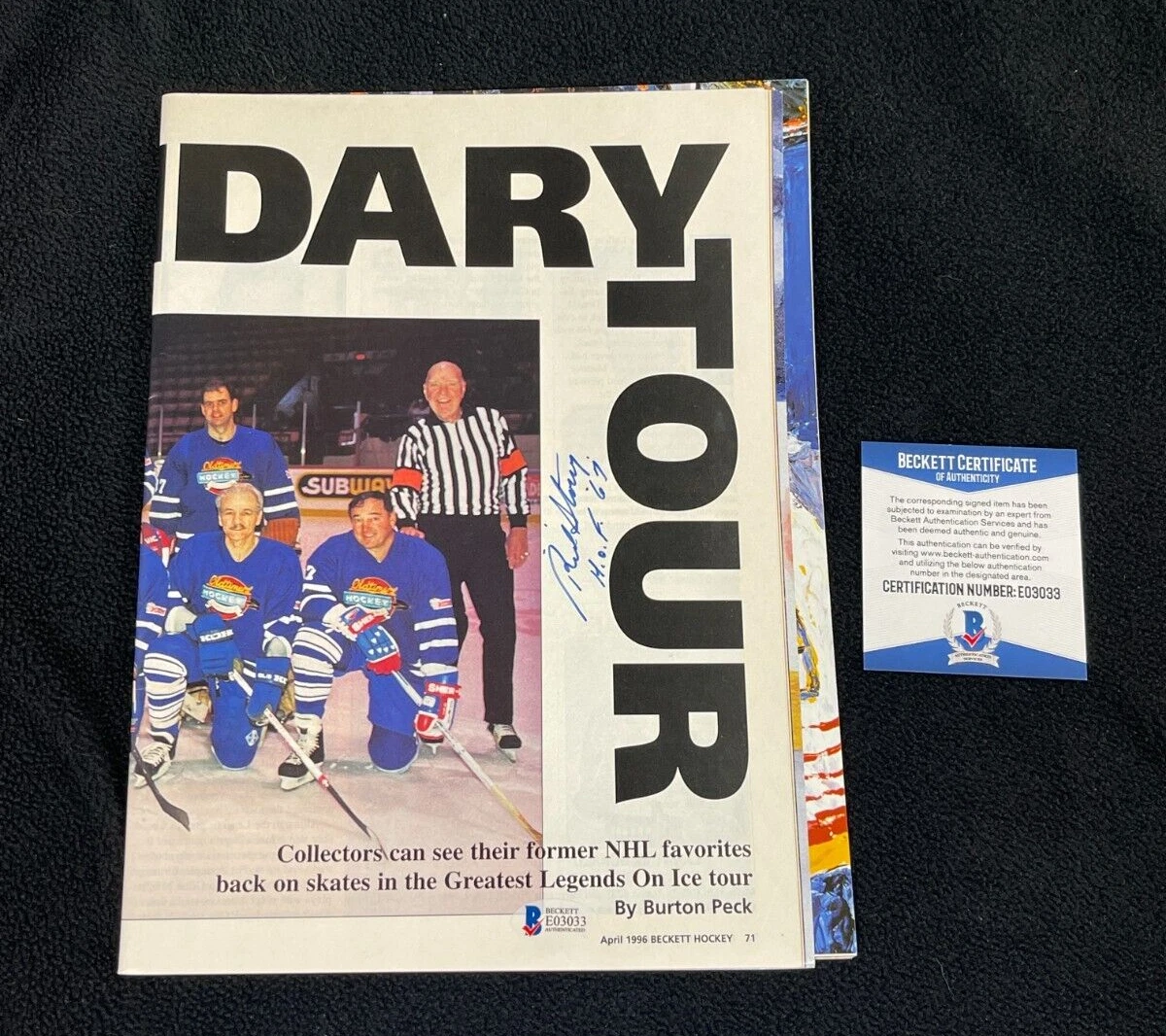 Red Storey HOF Referee Signed Beckett Magazine Article Page Beckett COA
