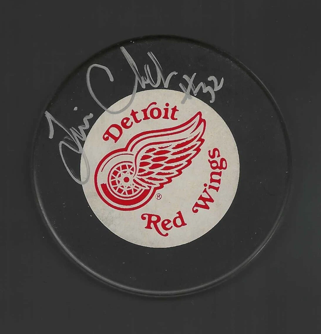 Tim Cheveldae Signed Detroit Red Wings Trench Official Game Puck
