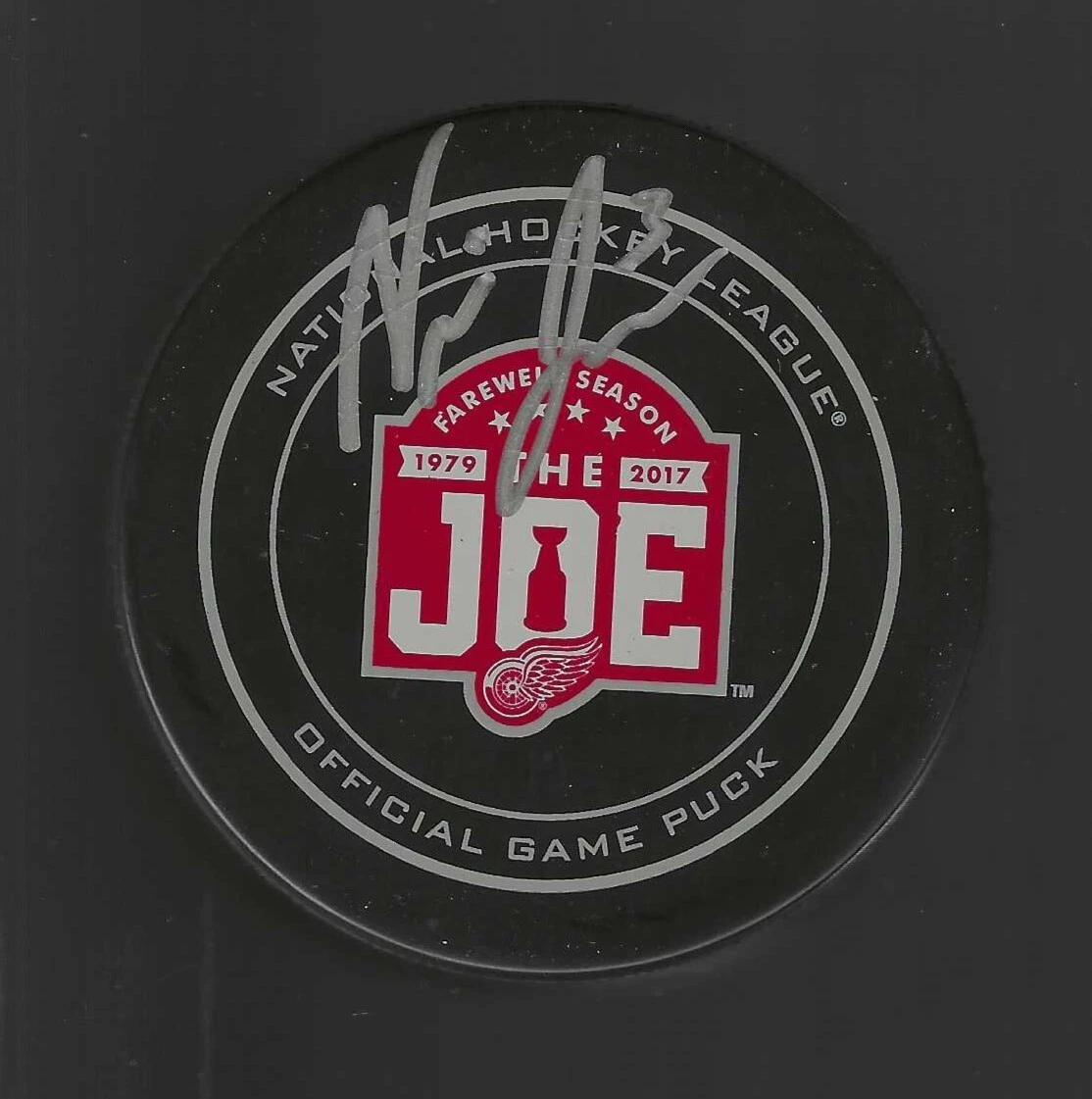 Nic Jensen Signed Detroit Red Wings Joe Louis Arena JLA Farewell Game Puck
