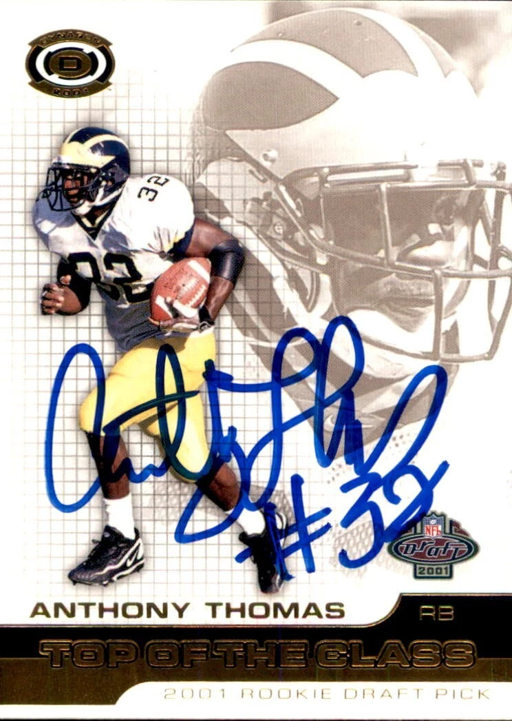 Anthony Thomas Signed 2001 Dynagon Rookie Card #20 Michigan Wolverines
