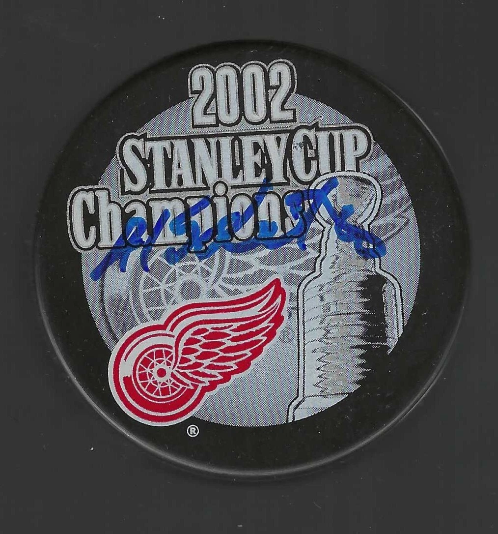 Al Sabotka Signed Detroit Red Wings 2002 Stanley Cup Champions Puck
