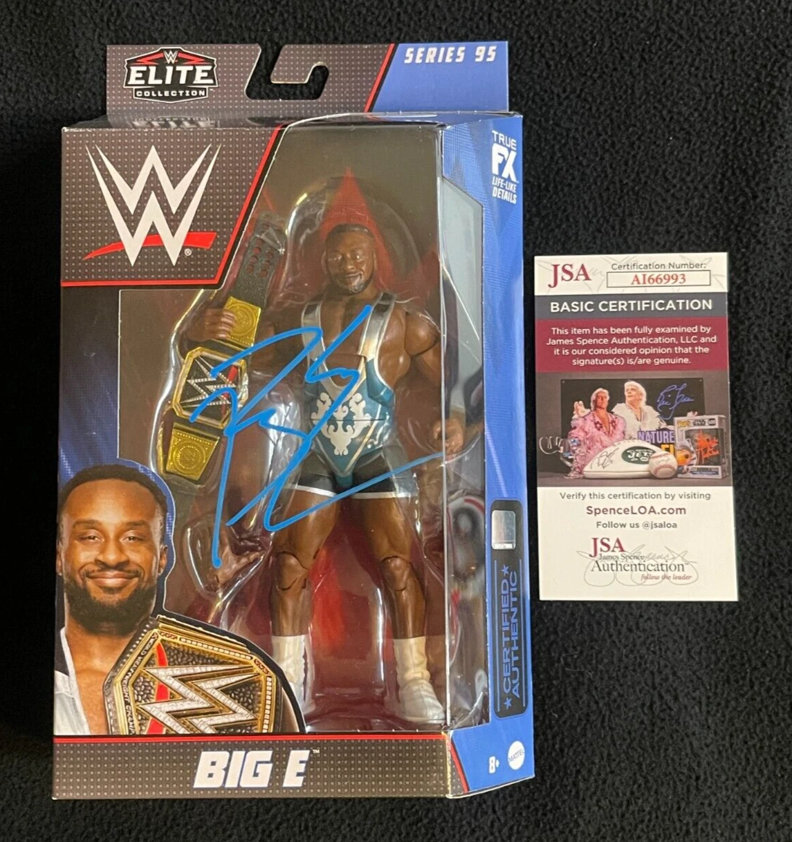Big E Signed WWE Champion Elite Action Figure Series 95 JSA COA New Day

