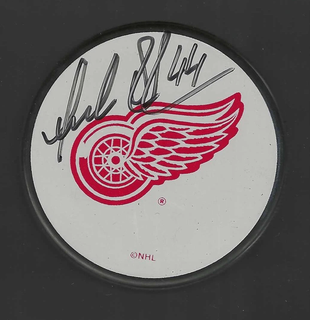 Anders Eriksson Signed Detroit Red Wings White Puck
