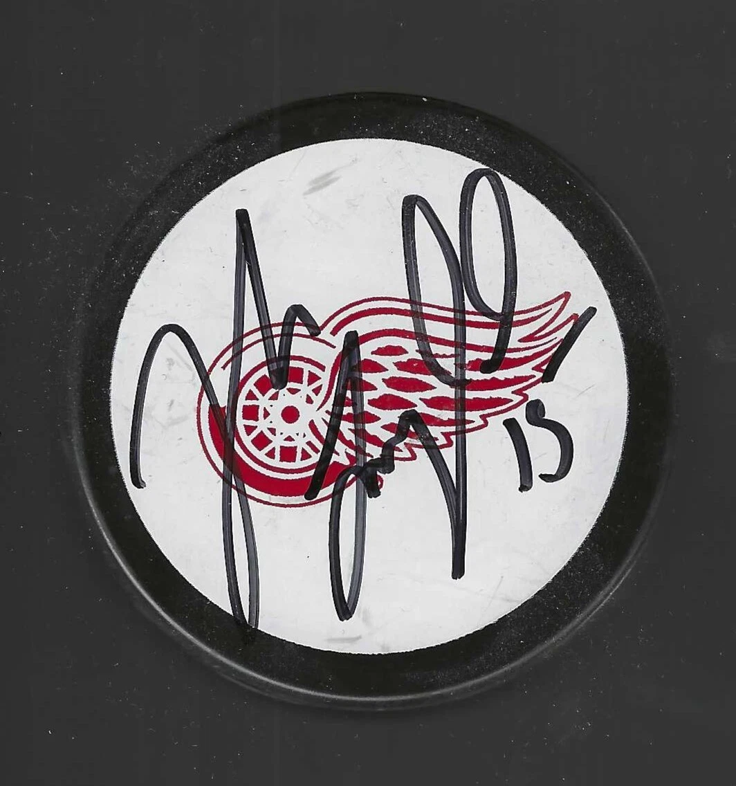 Josh Langfeld Signed Detroit Red Wings White Puck
