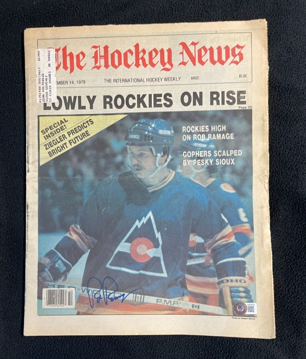 Rob Ramage Signed Colorado Rockies Hockey News Magazine Beckett COA
