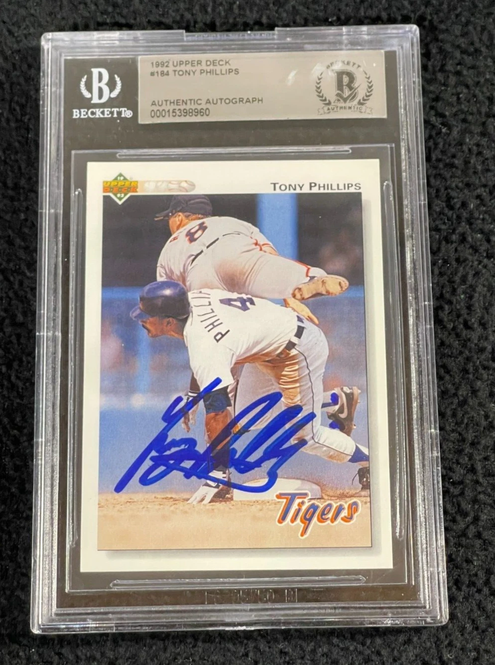 Tony Phillips Signed 1992 Upper Deck Card #184 BAS Certified Detroit Tigers
