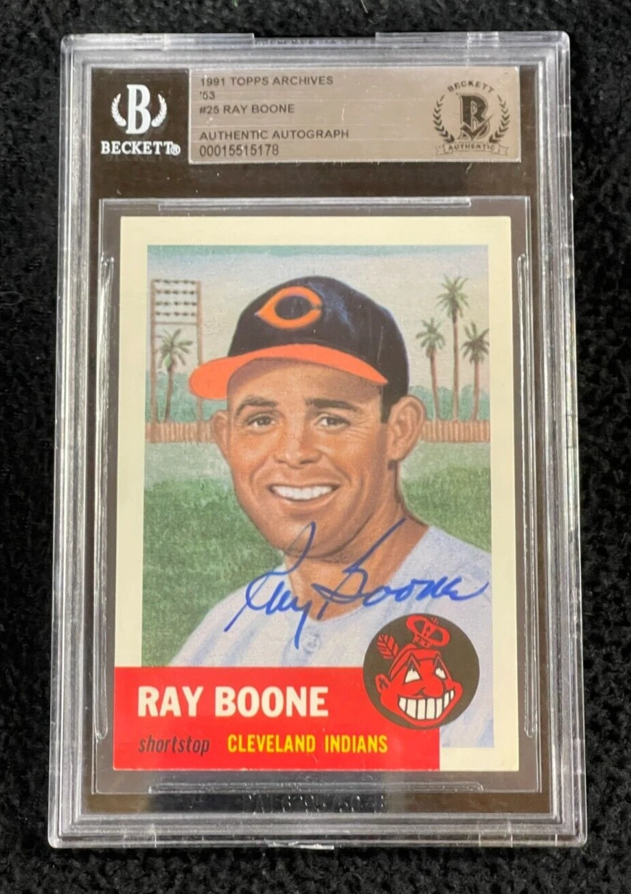 Ray Boone Signed 1991 Topps Archives Card #25 BAS Certified Cleveland Indians
