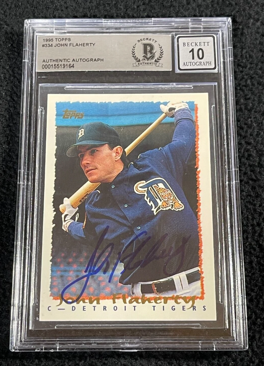 John Flaherty Signed 1995 Topps Card #334 BAS Certified Tigers Auto Grade 10
