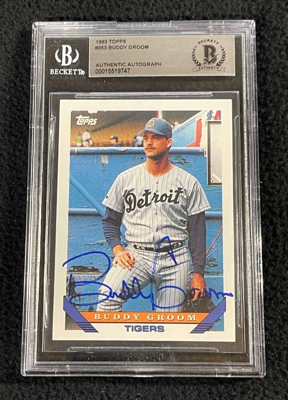 Buddy Groom Signed 1993 Topps Card #353 BAS Certified Detroit Tigers
