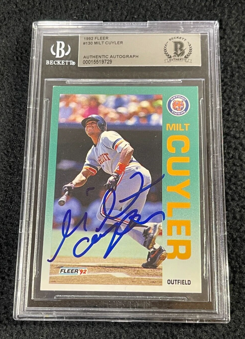 Milt Cuyler Signed 1992 Fleer Card #130 BAS Certified Detroit Tigers
