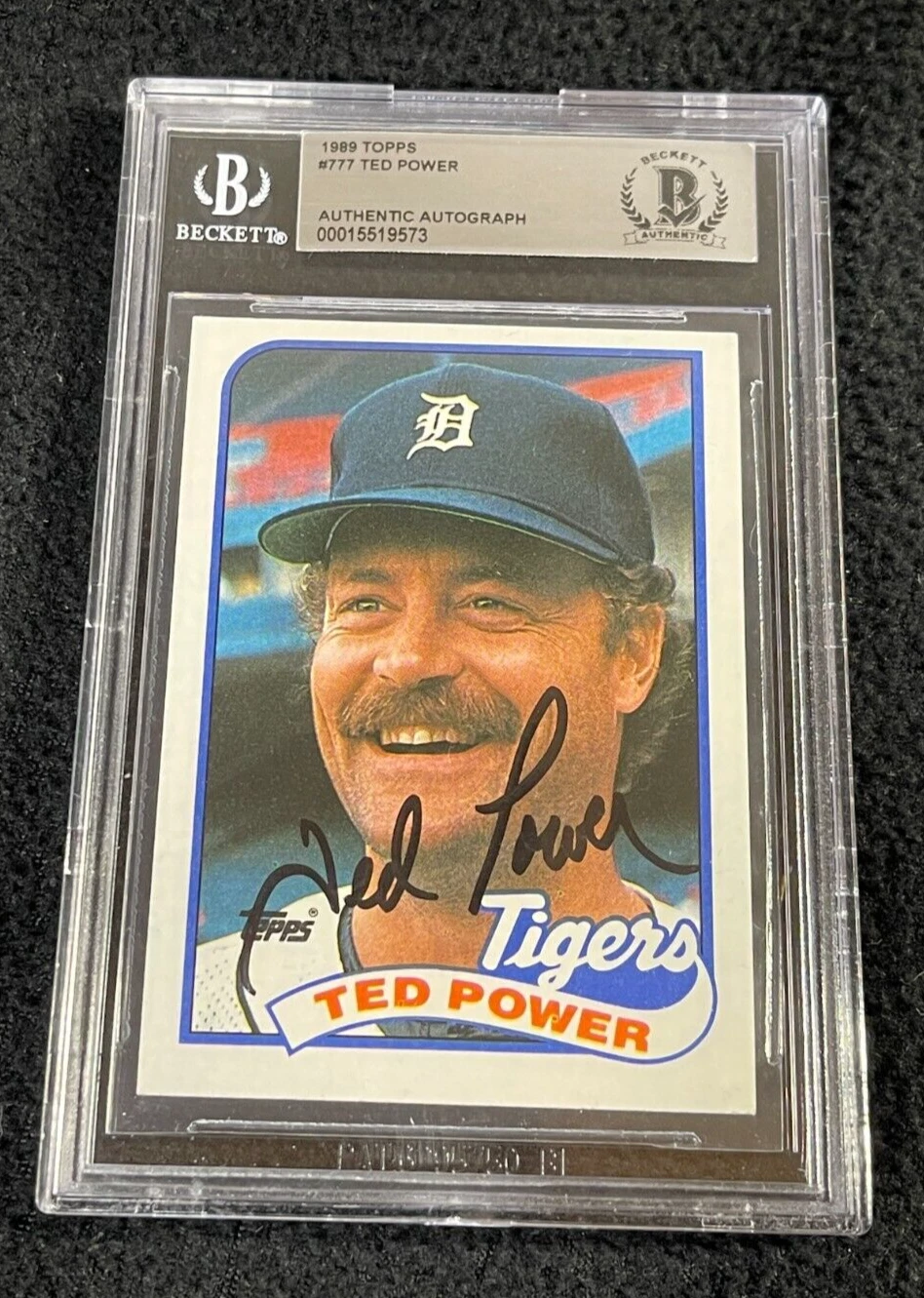 Ted Power Signed 1989 Topps Card #77 BAS Certified Detroit Tigers
