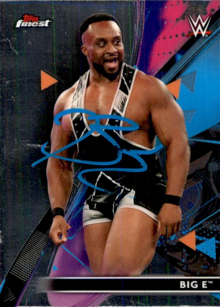 Big E Signed 2021 Topps Finest WWE Smack Down Card #46 New Day
