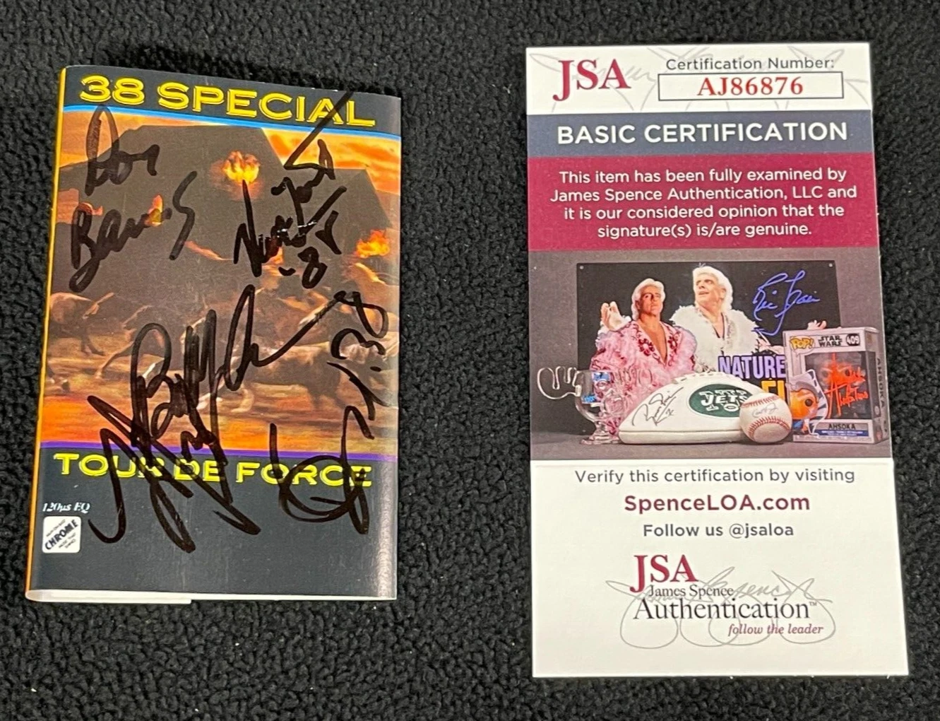38 Special Signed Tour De Force Cassette Tape Insert Signed By 5 JSA COA
