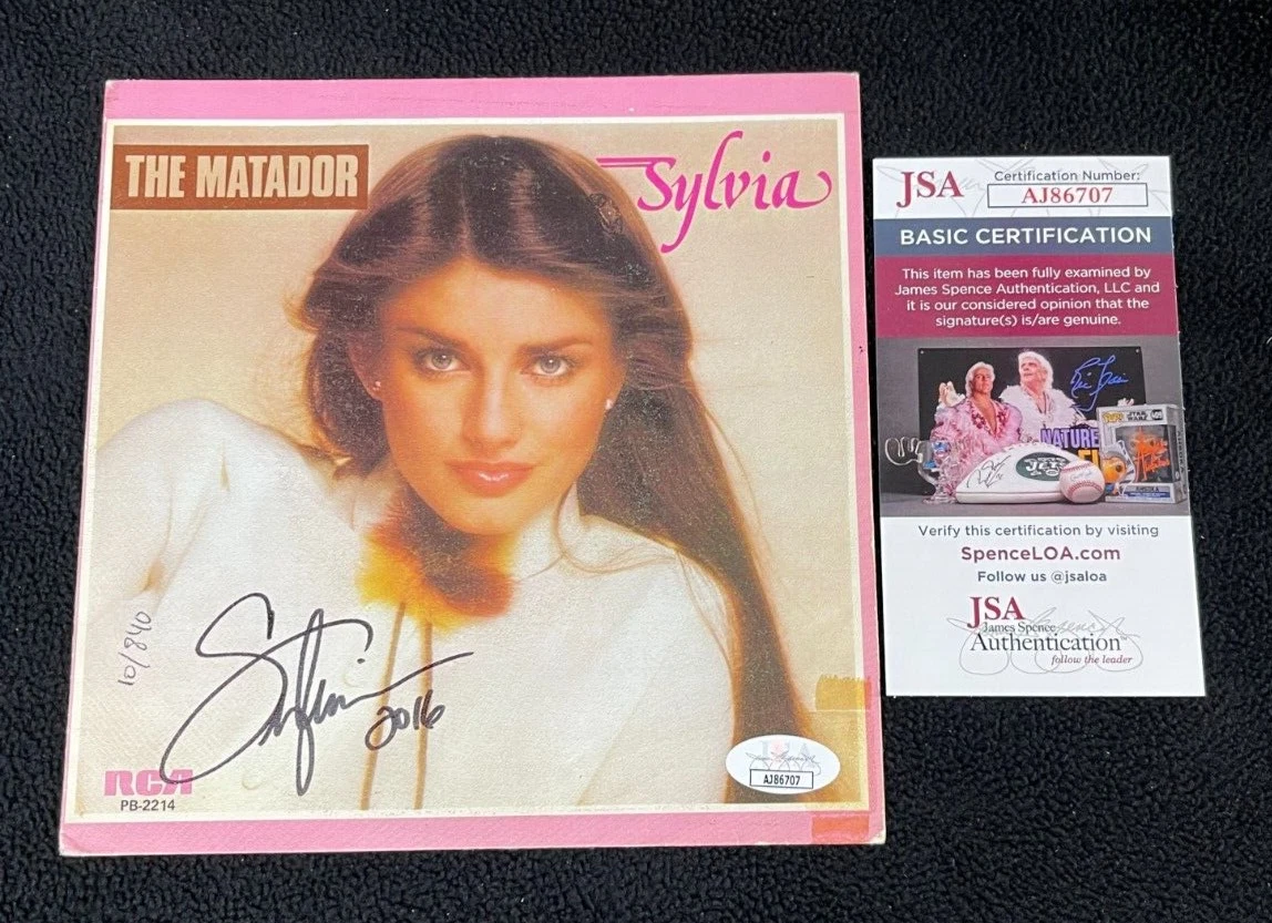 Sylvia Hutton Signed Drifter 45 RPM Album Cover #1 JSA COA
