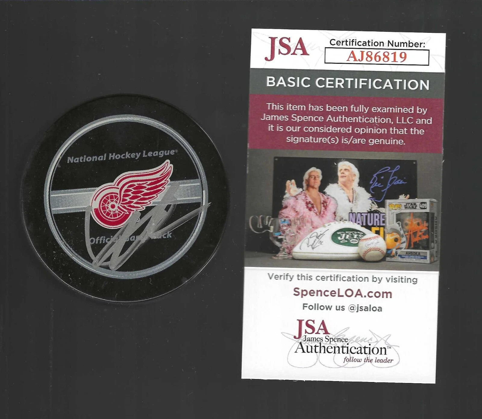 Lucas Raymond Signed Detroit Red Wings Official Game Puck JSA COA
