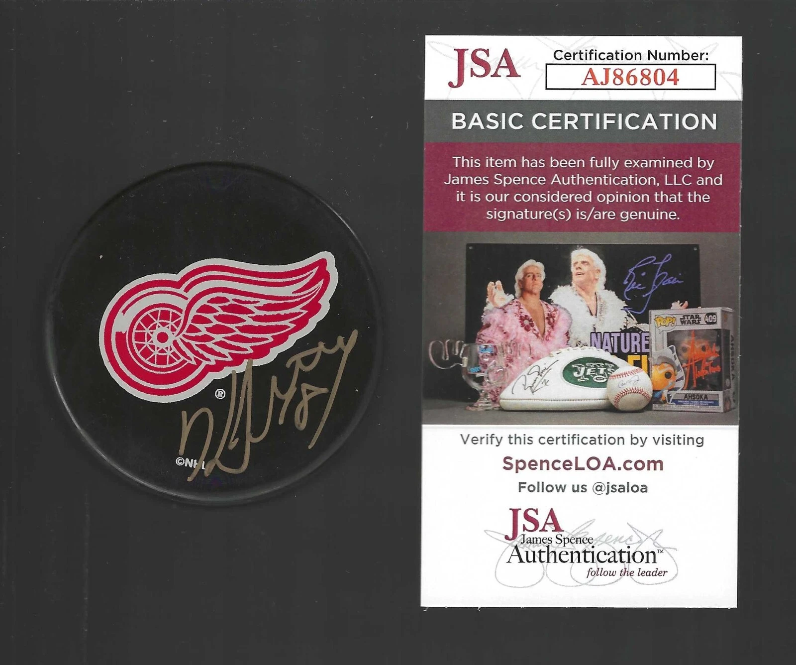 Kirk Maltby Full Name Signed Detroit Red Wings Puck JSA COA
