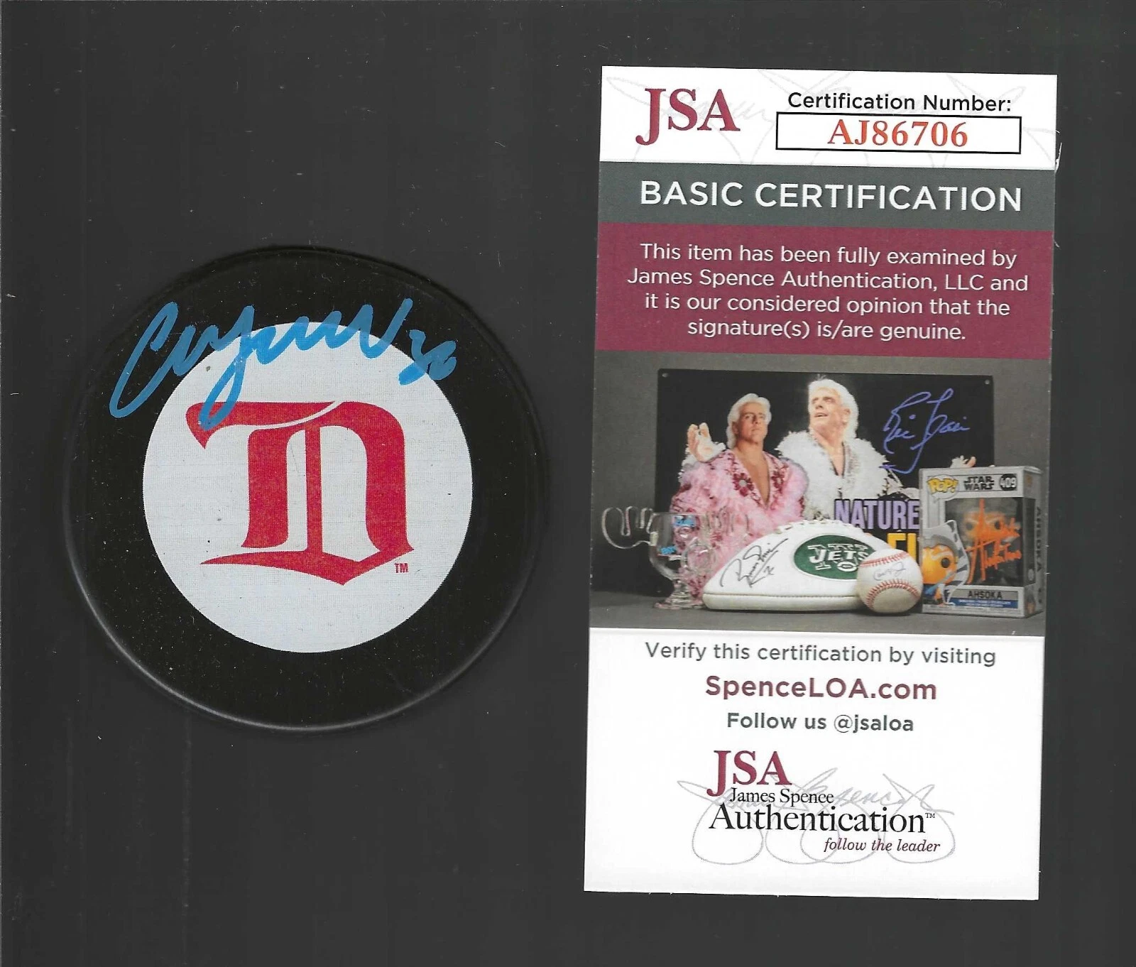 Chris Osgood Signed Detroit Red Wings Vintage D Logo Puck JSA COA Signed In Blue
