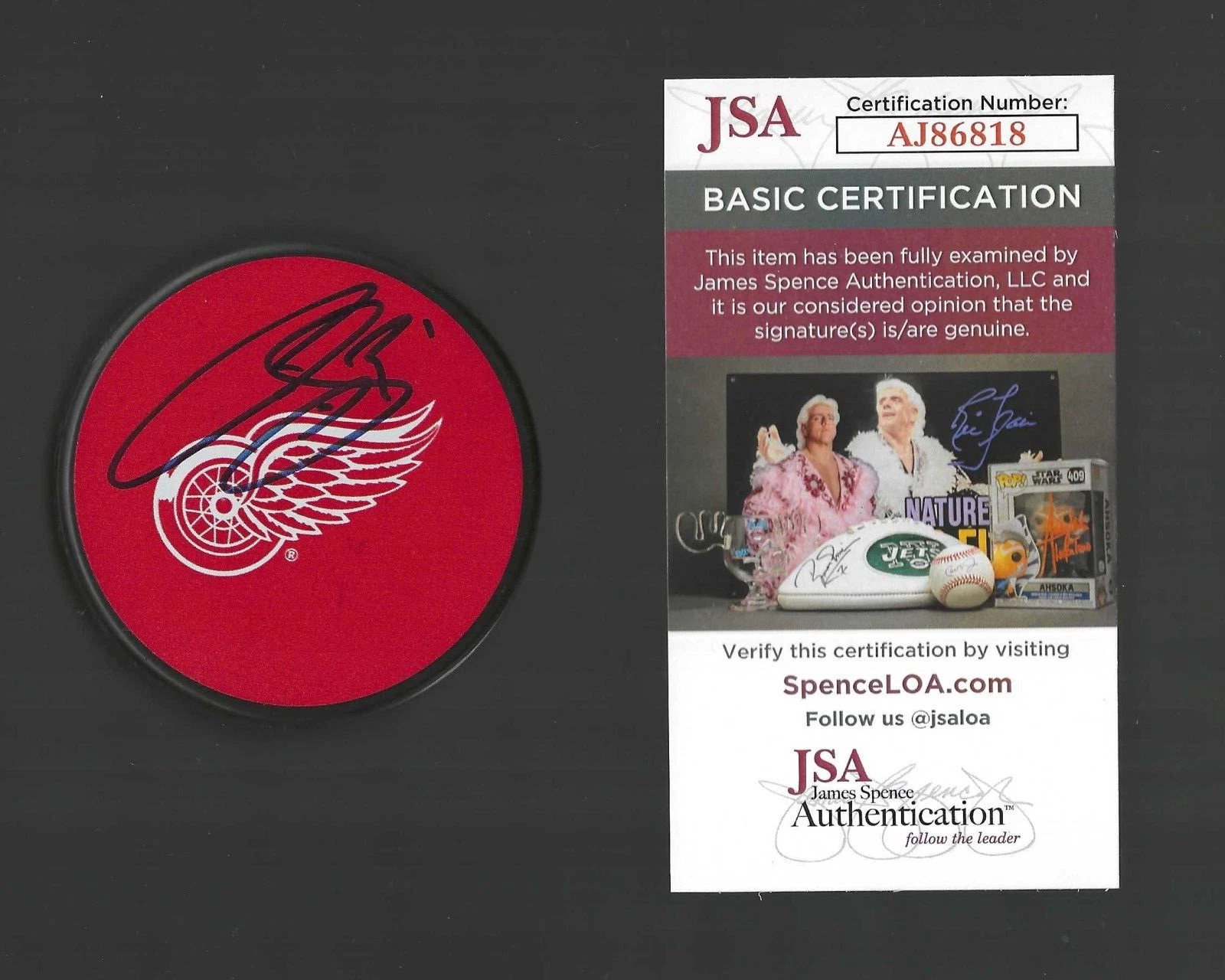 Curtis Joseph Signed Detroit Red Wings Souvenir Puck JSA COA
