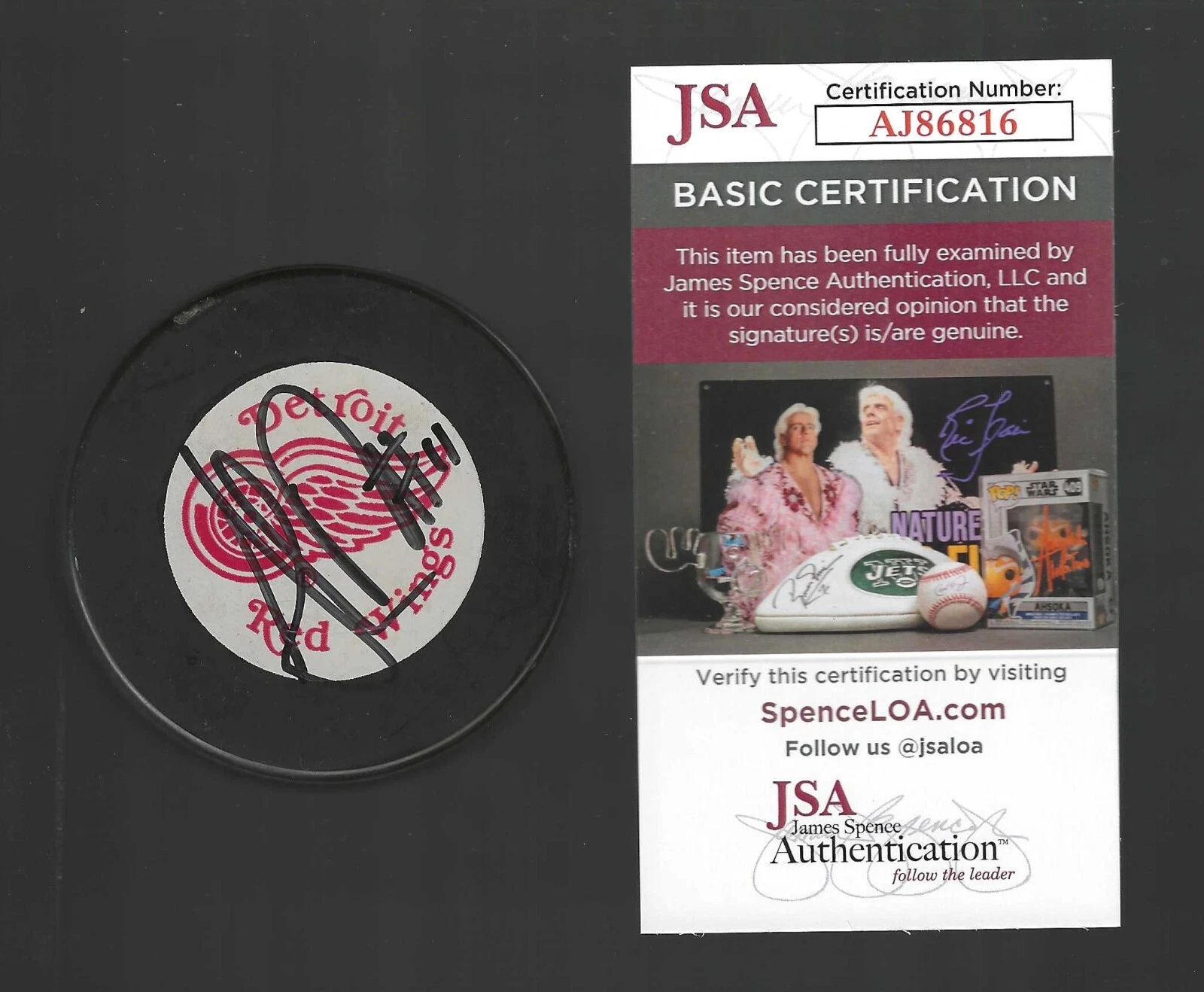 Shawn Burr Signed Detroit Red Wings Trench Puck JSA COA
