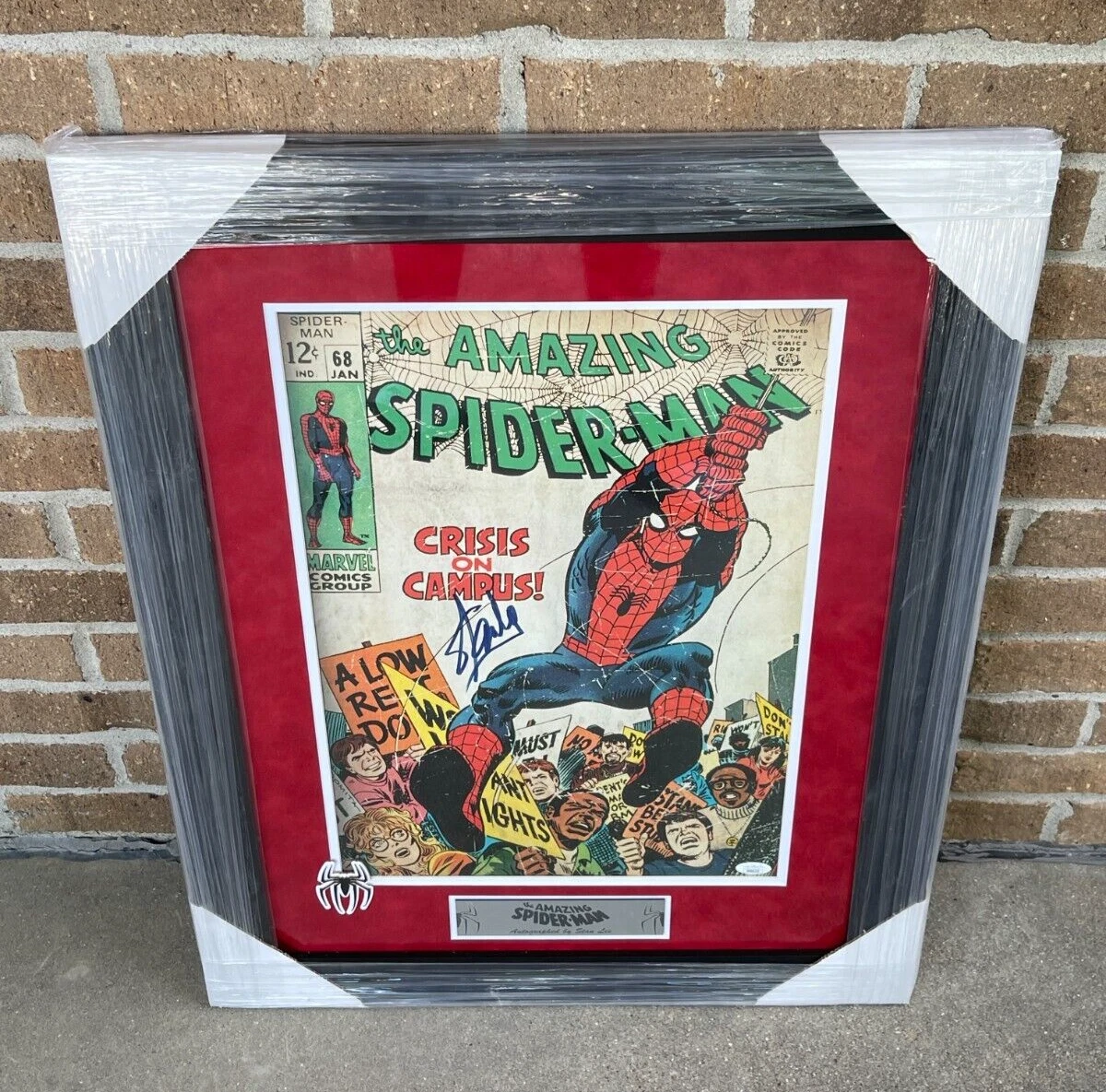 STAN LEE SIGNED FRAMED SPIDER-MAN PLAQUE COMIC BOOK COVER PRINT JSA COA COLLECTIBLE MEMORABILIA