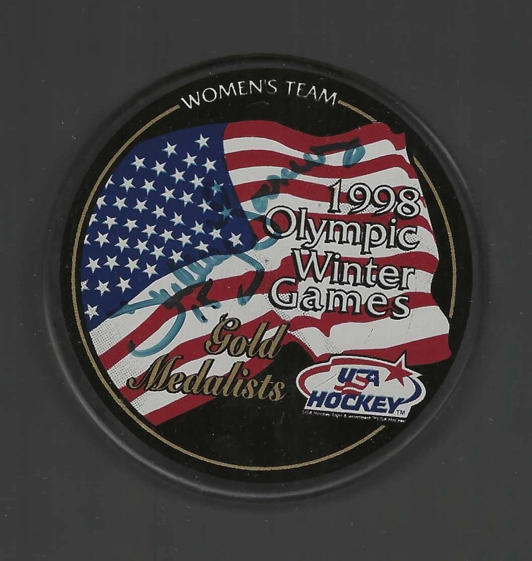 Shelley Looney Signed Team USA 1998 Olympics Gold Medal Puck
