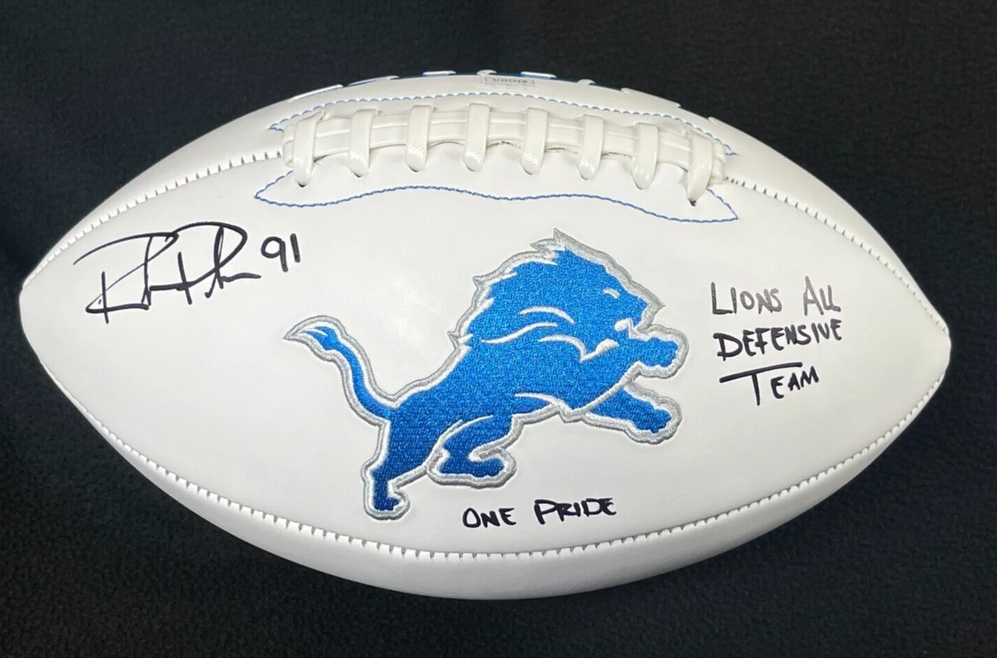 Robert Porcher Signed & Inscribed Detroit Lions Football JSA COA

