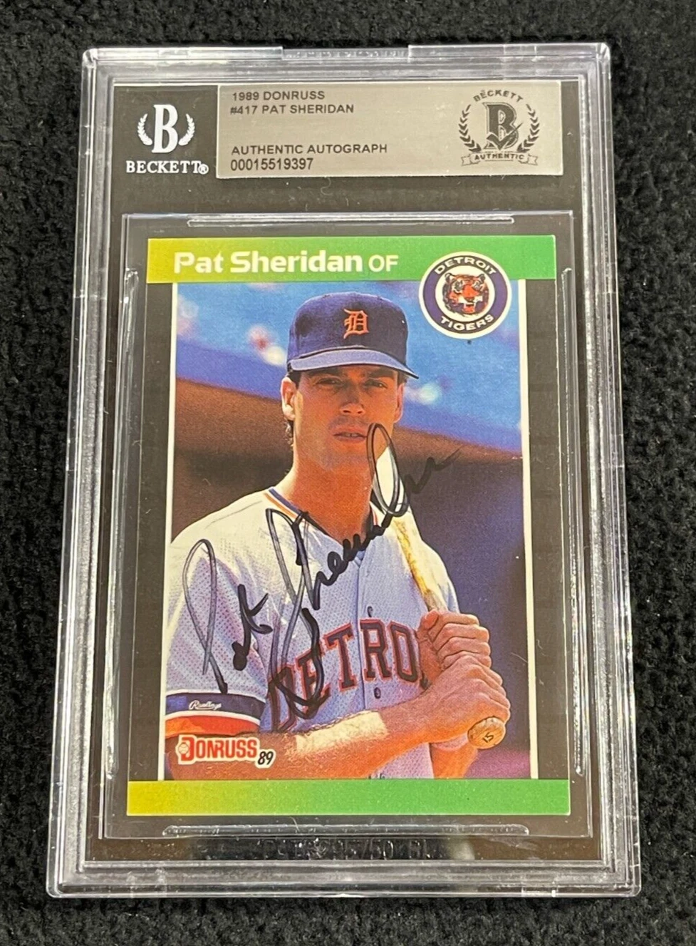 Pat Sheridan Signed 1989 Donruss Card #417 BAS Certified Detroit tigers
