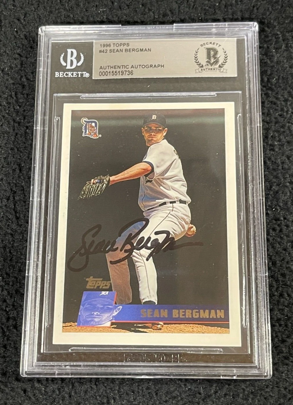 Sean Bergman Signed 1996 Topps Card #42 BAS Certified Detroit tigers

