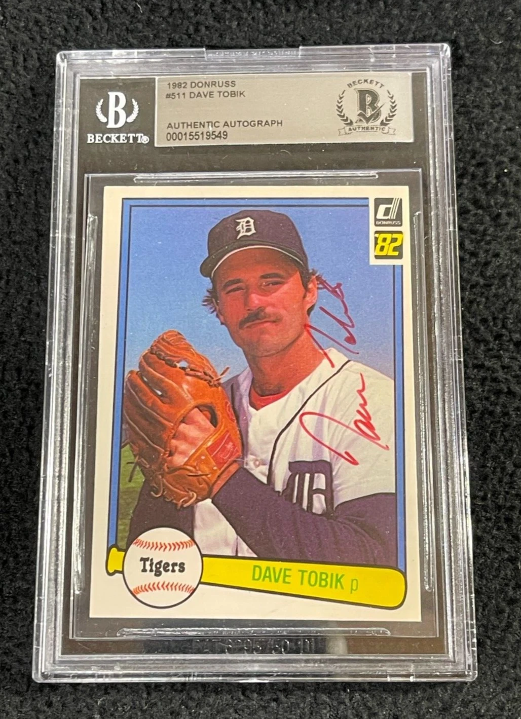 Dave Tobik Signed 1982 Donruss Card #511 BAS Certified Detroit Tigers
