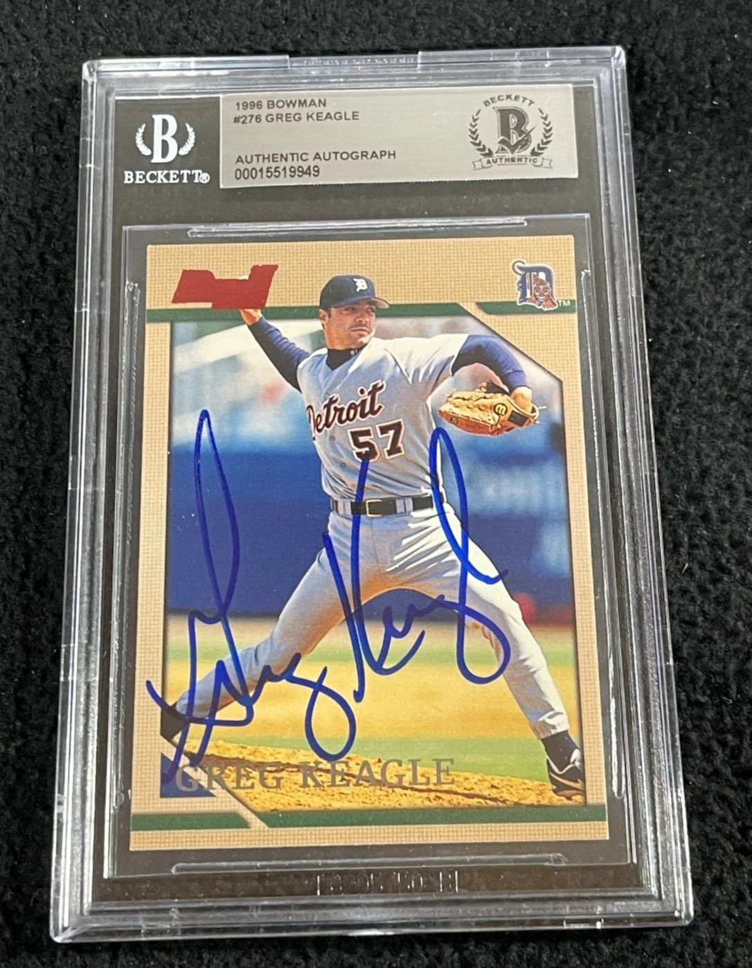 Greg Keagle Signed 1996 Bowman Card #296 BAS Certified Detroit Tigers
