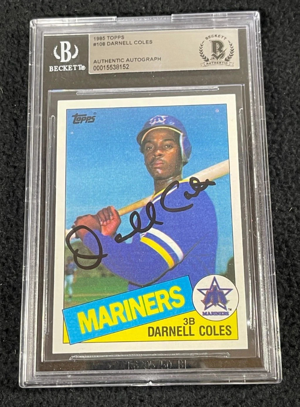 Darnell Coles Signed 1985 Topps Card #108 BAS Certified Seattle Mariners

