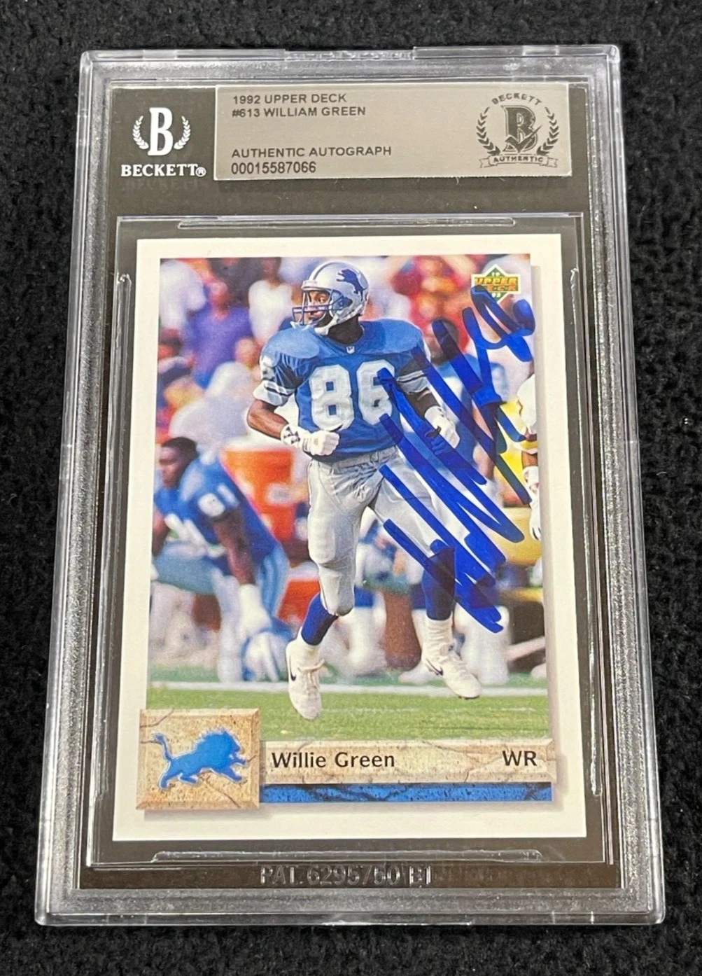 WILLIE GREEN SIGNED 1992 UPPER DECK CARD #613 BECKETT CERTIFIED DETROIT LIONS COLLECTIBLE MEMORABILIA