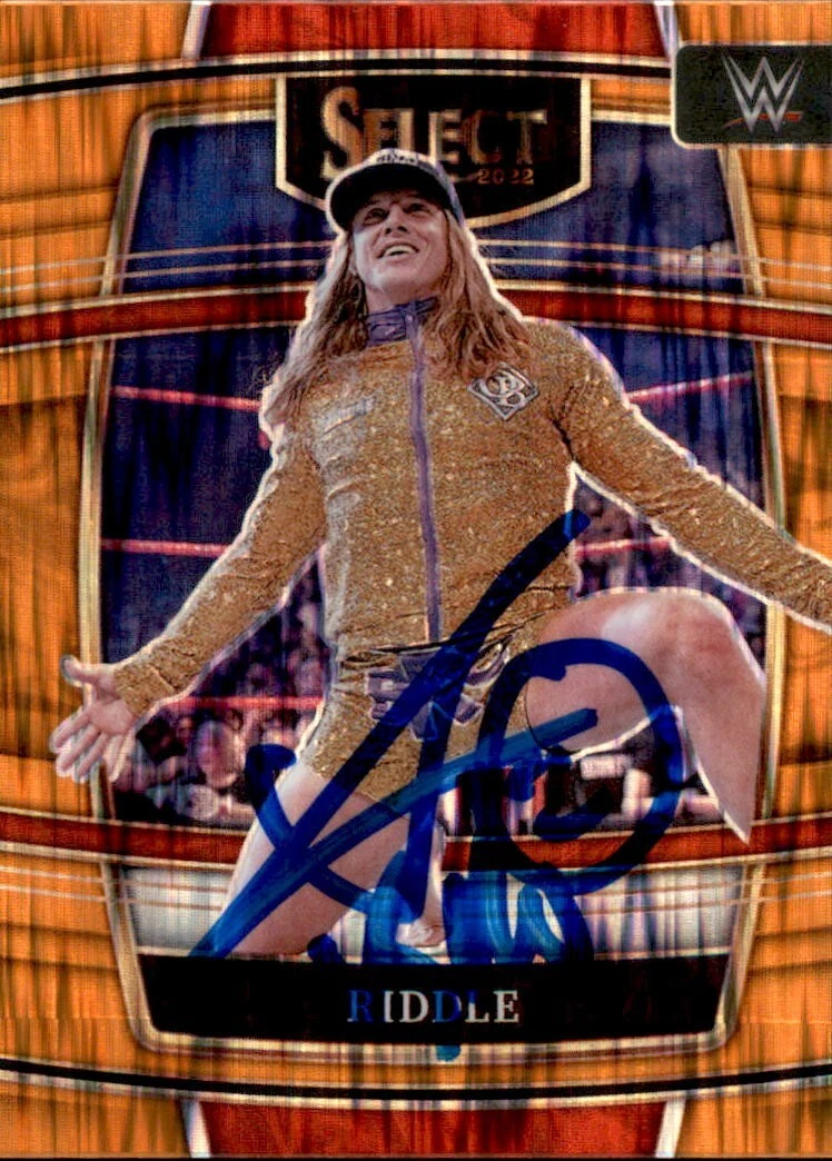 Matt Riddle Signed 2022 Panini Select WWE Concourse Orange Flash Prizm Card #36

