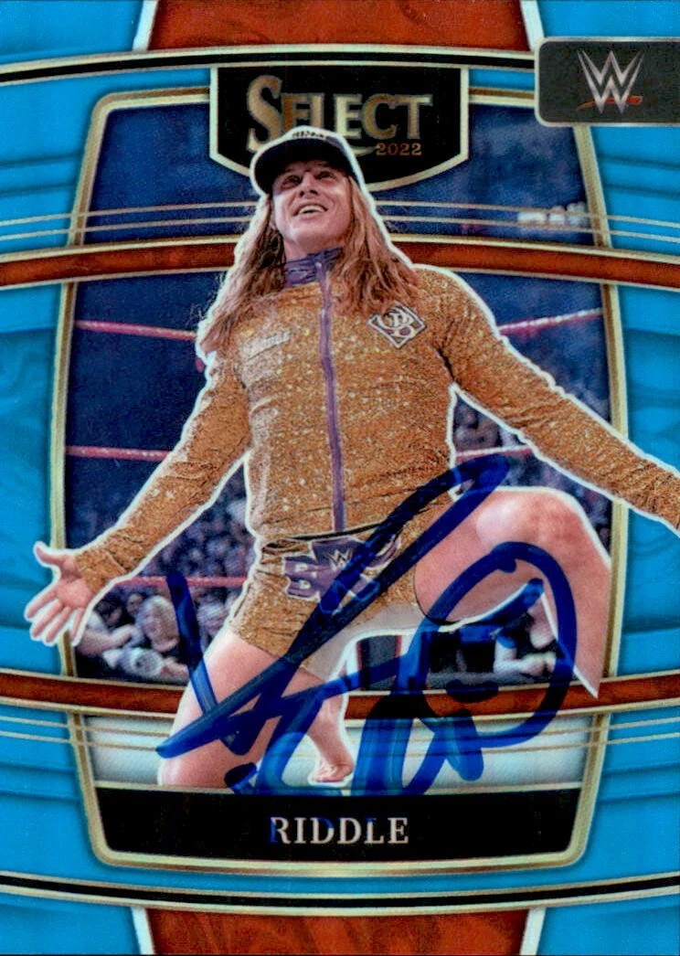 Matt Riddle Signed 2022 Panini Select WWE Concourse Blue Prizm Card #36 166/299
